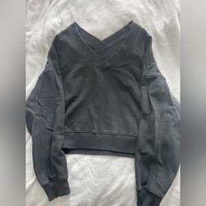 Aerie Black V-Neck Sweatshirt